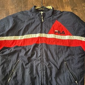 Vintage 90s FILA  Ski Puffer Jacket Nylon Parka Down Red White Blue